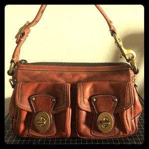 Coach shoulder bag, classic, saddle brown leather